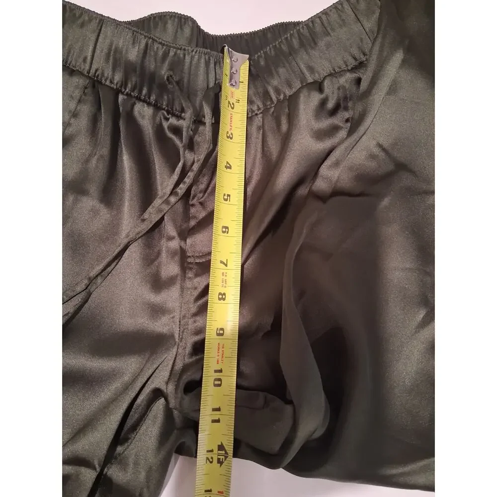 INC International Concepts Satin Cargo Jogger Pants Women’s Small Olive Green